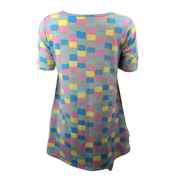 Lularoe Perfect T Top Shirt Womens Size XS Pink Blue Yellow Geometric Comfort - Picture 3 of 7